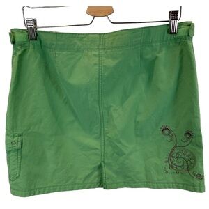 Horny Toad sz 12 Brat Lime Green Embroidered Y2K Vintage Cargo Mini Skirt
